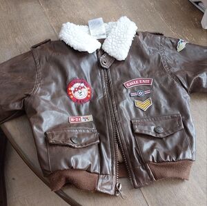 Brown Bomber Jacket with Patches